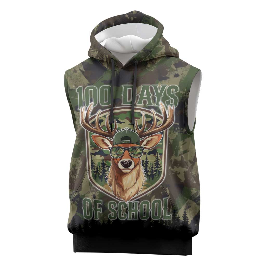 Deer 100 Days of School Sleeveless Hoodie Camo Deer Adventure Forest