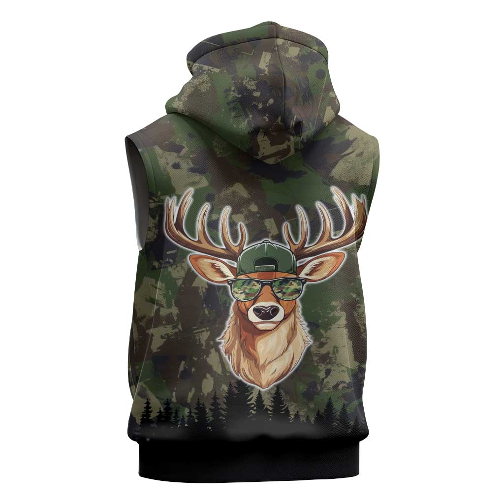 Deer 100 Days of School Sleeveless Hoodie Camo Deer Adventure Forest