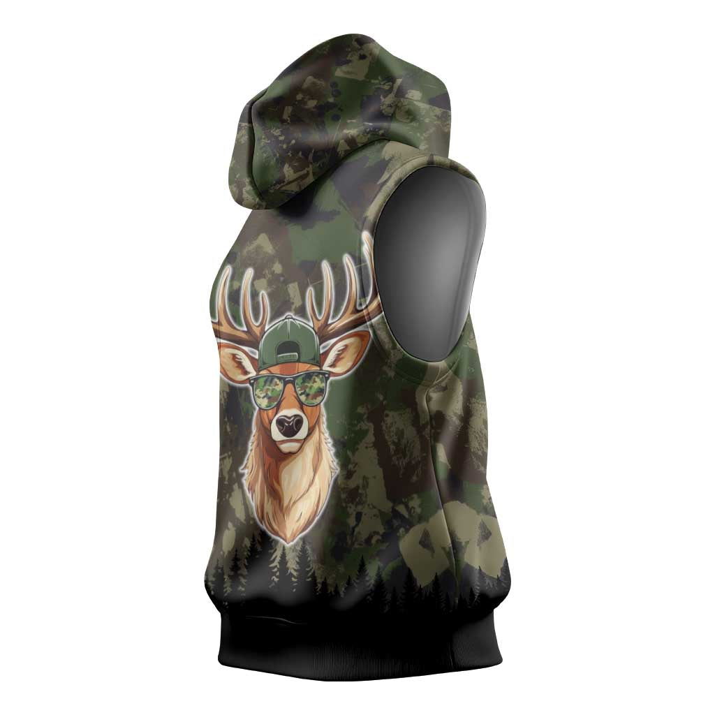 Deer 100 Days of School Sleeveless Hoodie Camo Deer Adventure Forest