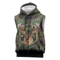 Deer 100 Days of School Sleeveless Zip Hoodie Camo Deer Adventure Forest