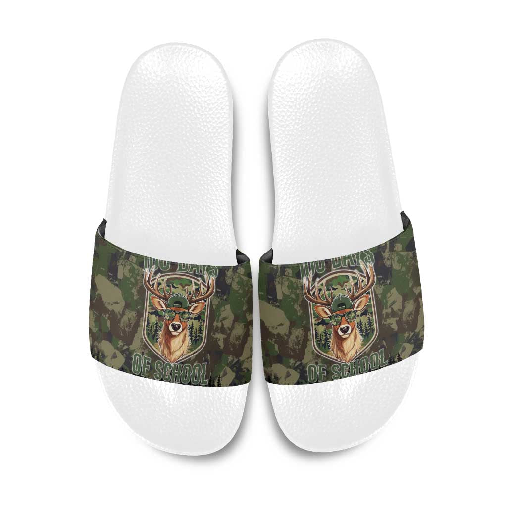 Deer 100 Days of School Slide Sandals Camo Deer Adventure Forest
