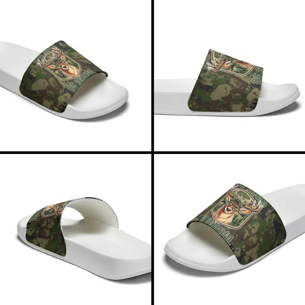Deer 100 Days of School Slide Sandals Camo Deer Adventure Forest