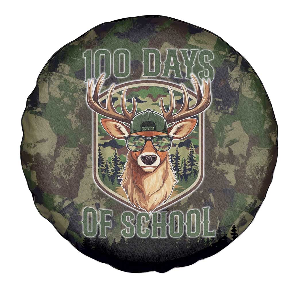 Deer 100 Days of School Spare Tire Cover Camo Deer Adventure Forest