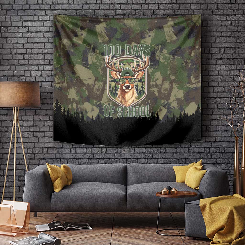Deer 100 Days of School Tapestry Camo Deer Adventure Forest