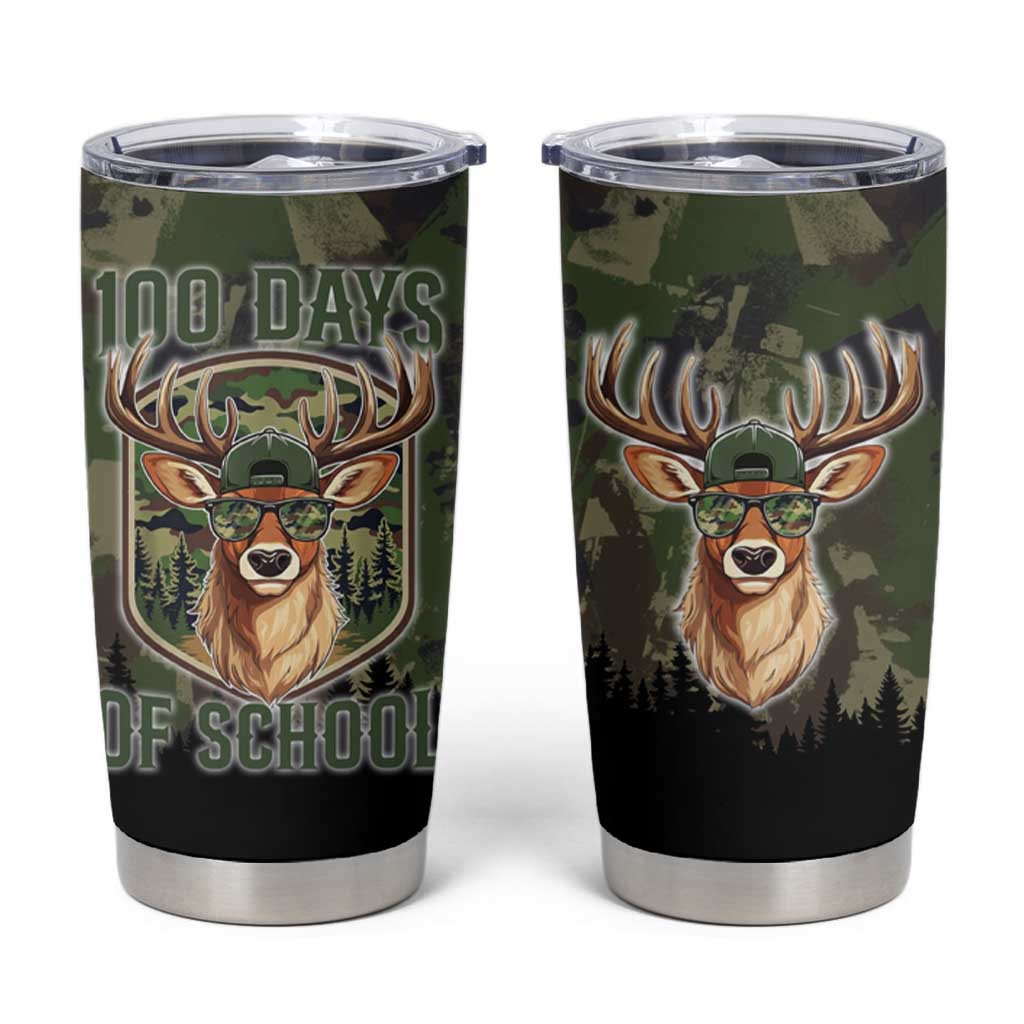 Deer 100 Days of School Tumbler Cup Camo Deer Adventure Forest