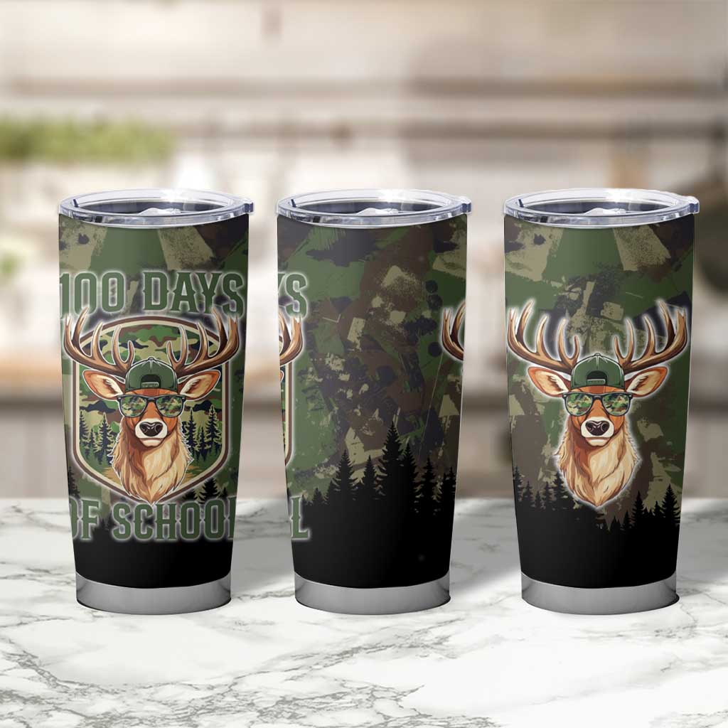 Deer 100 Days of School Tumbler Cup Camo Deer Adventure Forest