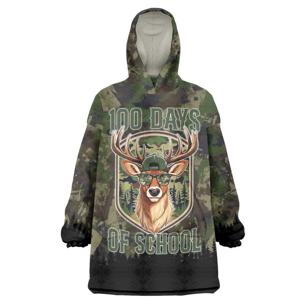 Deer 100 Days of School Wearable Blanket Hoodie Camo Deer Adventure Forest