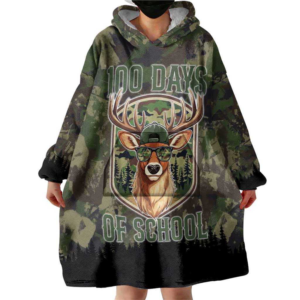 Deer 100 Days of School Wearable Blanket Hoodie Camo Deer Adventure Forest