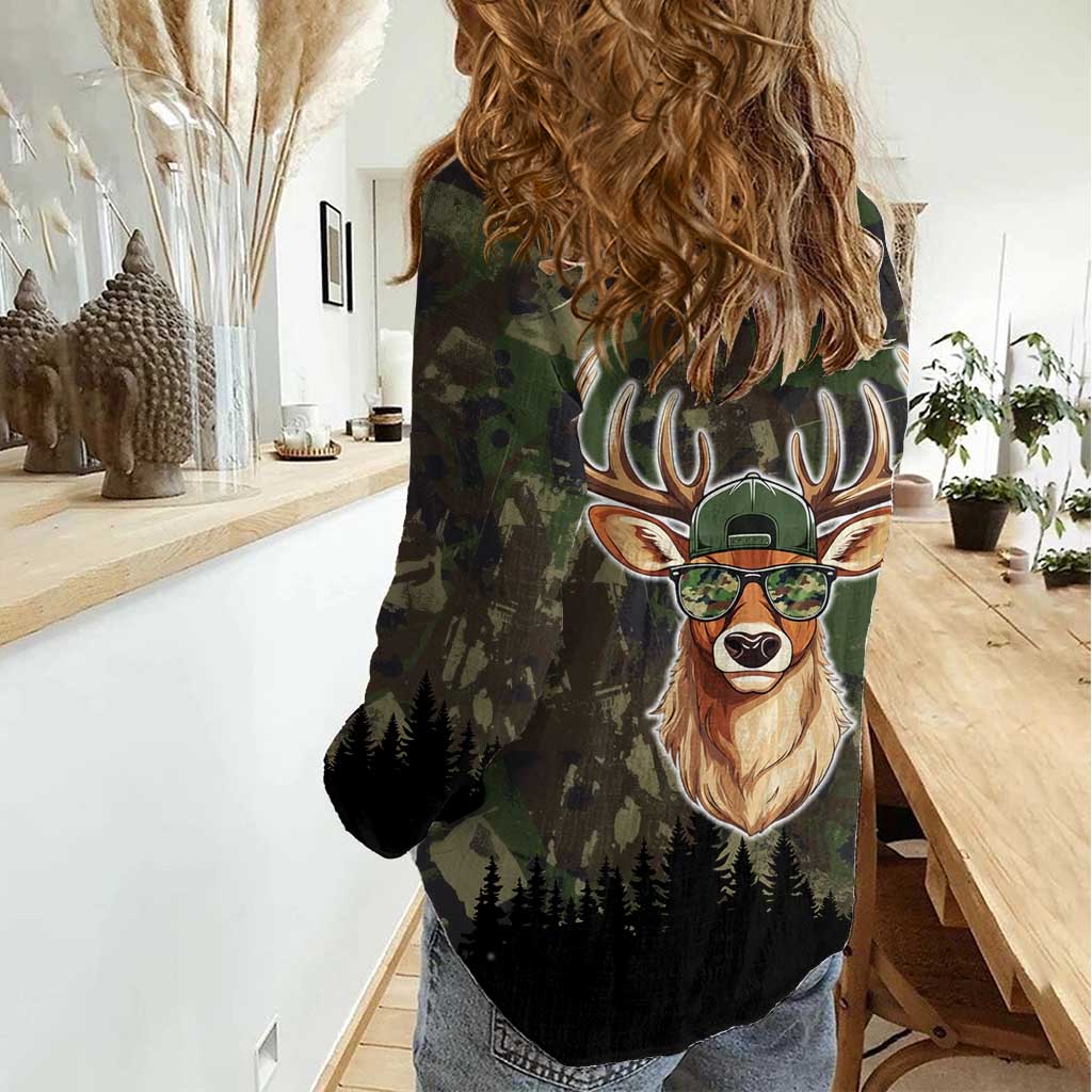 Deer 100 Days of School Women Casual Shirt Camo Deer Adventure Forest