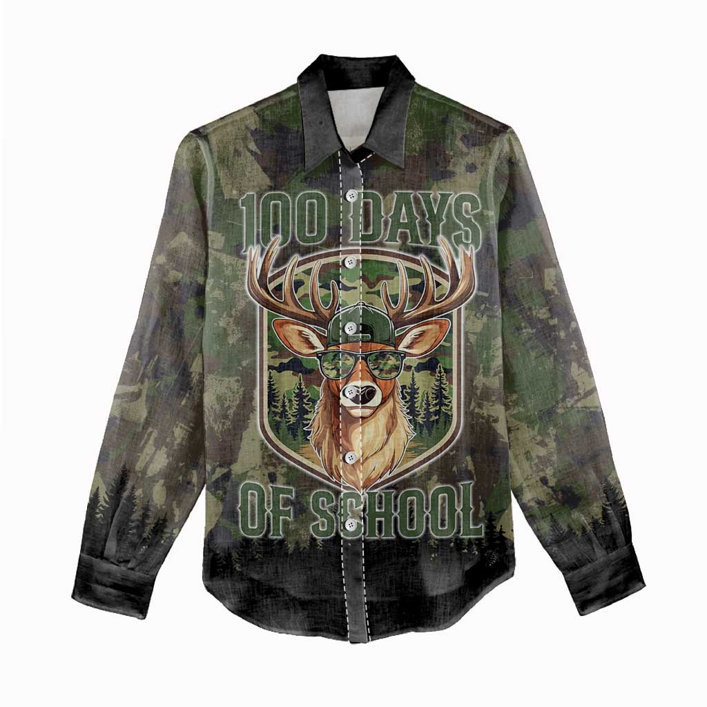 Deer 100 Days of School Women Casual Shirt Camo Deer Adventure Forest