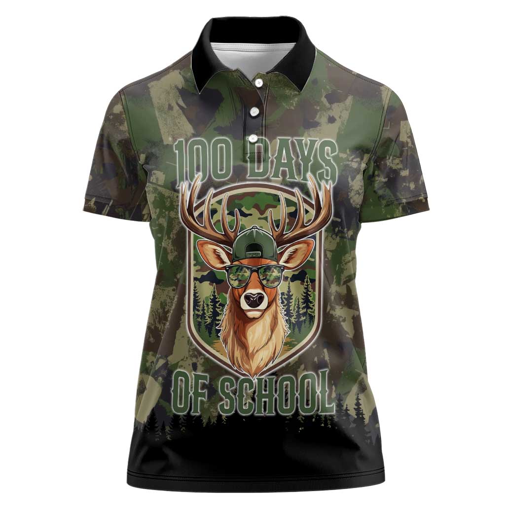 Deer 100 Days of School Women Polo Shirt Camo Deer Adventure Forest