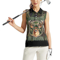 Deer 100 Days of School Women Sleeveless Polo Shirt Camo Deer Adventure Forest
