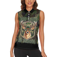 Deer 100 Days of School Women Sleeveless Polo Shirt Camo Deer Adventure Forest
