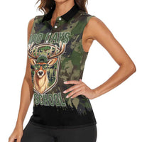 Deer 100 Days of School Women Sleeveless Polo Shirt Camo Deer Adventure Forest