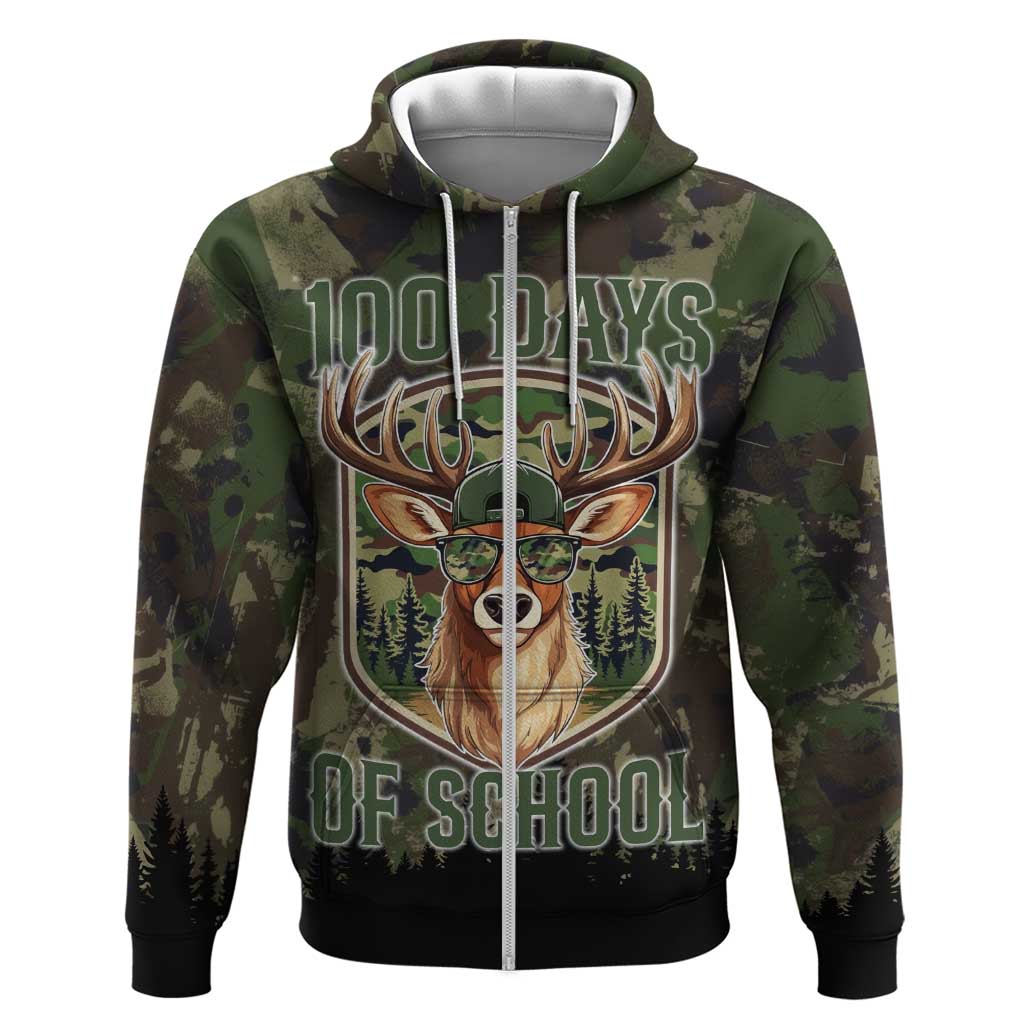 Deer 100 Days of School Zip Hoodie Camo Deer Adventure Forest