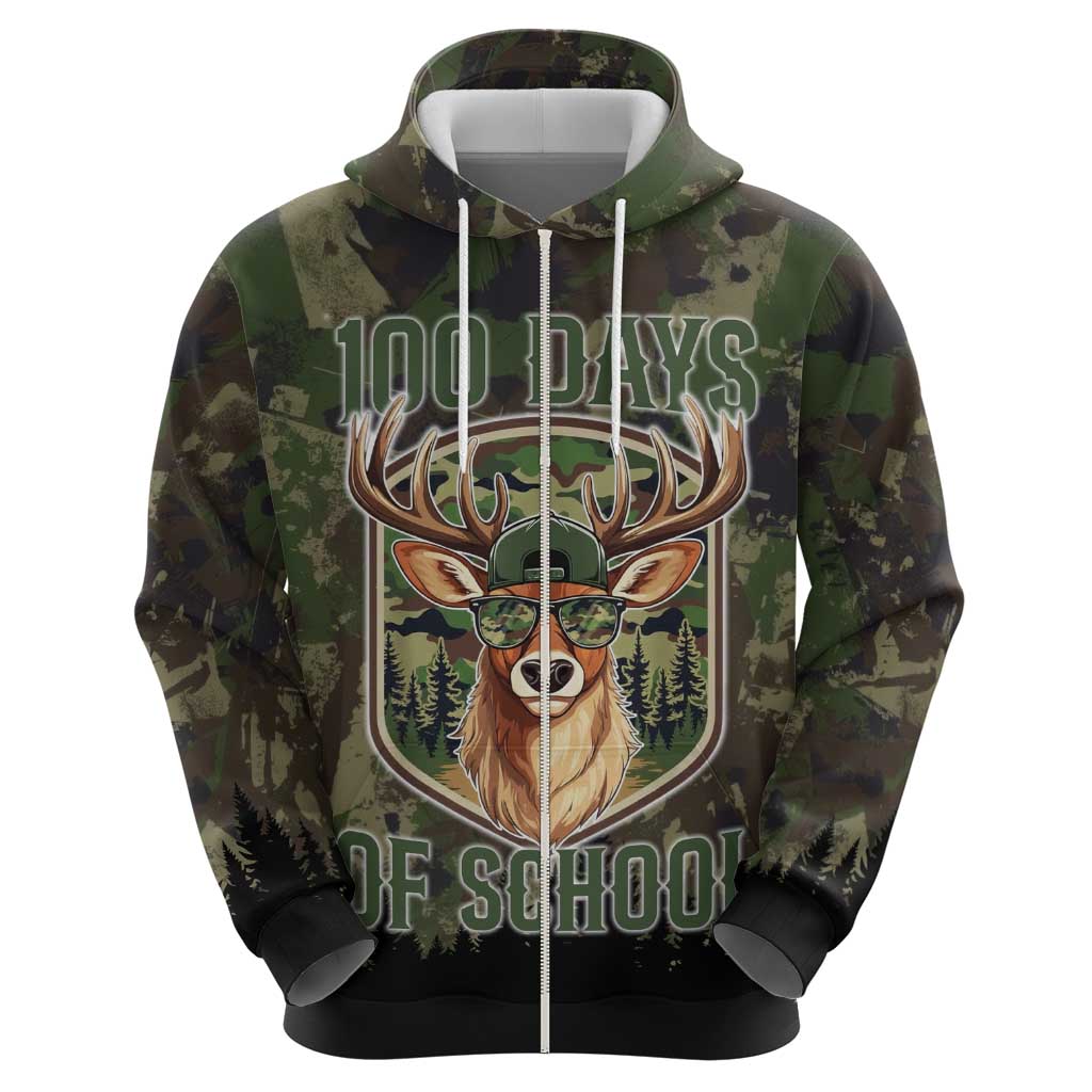 Deer 100 Days of School Zip Hoodie Camo Deer Adventure Forest