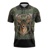 Deer 100 Days of School Zipper Polo Shirt Camo Deer Adventure Forest