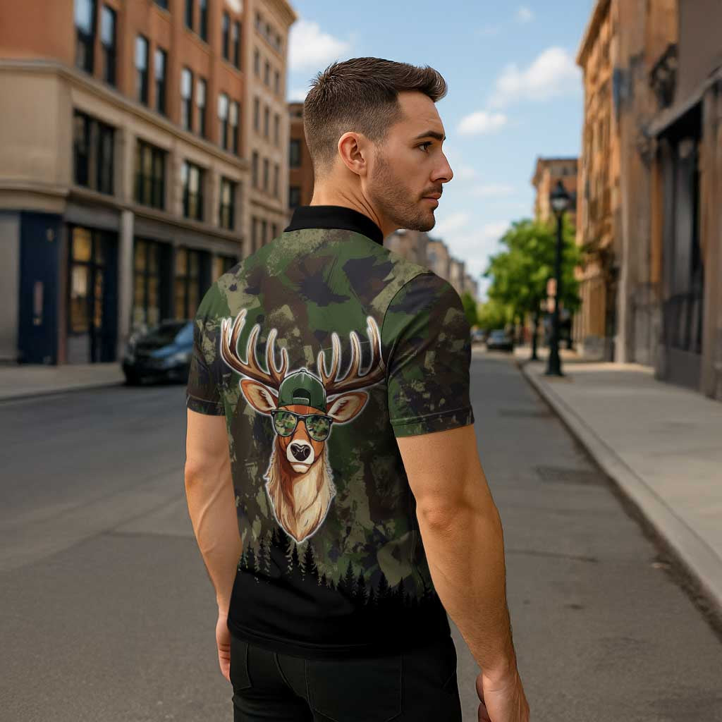 Deer 100 Days of School Zipper Polo Shirt Camo Deer Adventure Forest