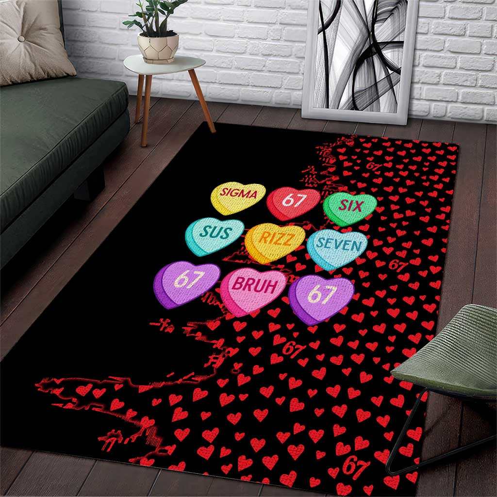Valentine’s Day 67 Meme Six Seven Area Rug Gen Alpha Conversation Hearts