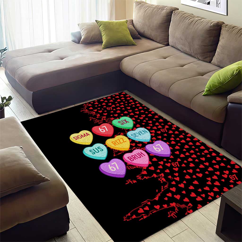 Valentine’s Day 67 Meme Six Seven Area Rug Gen Alpha Conversation Hearts