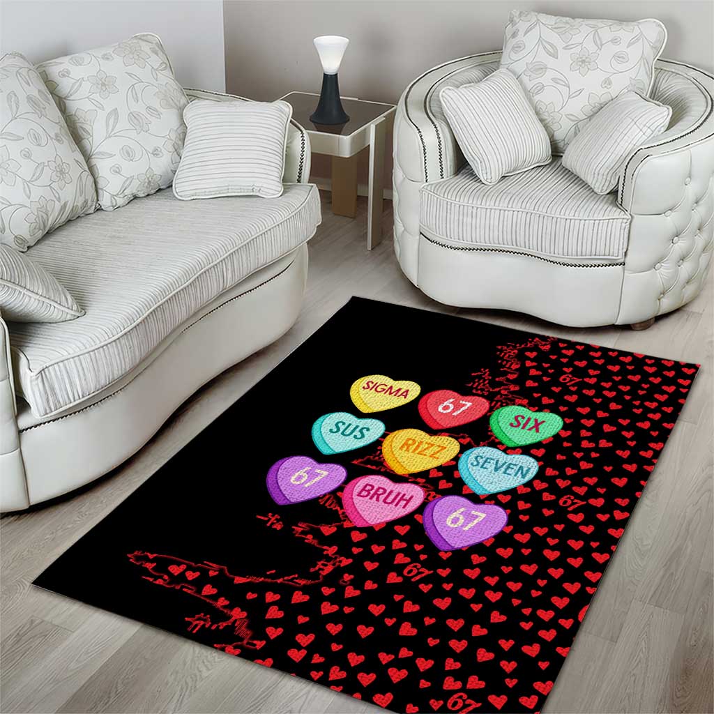 Valentine’s Day 67 Meme Six Seven Area Rug Gen Alpha Conversation Hearts