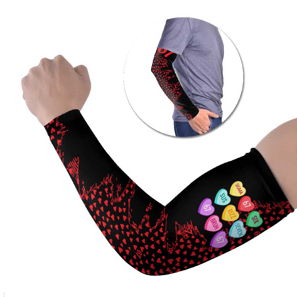 Valentine’s Day 67 Meme Six Seven Arm Sleeves Gen Alpha Conversation Hearts