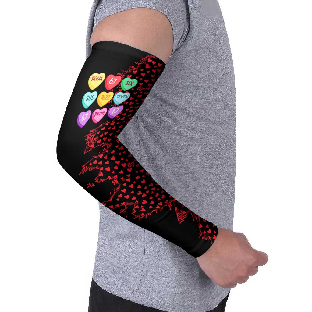 Valentine’s Day 67 Meme Six Seven Arm Sleeves Gen Alpha Conversation Hearts