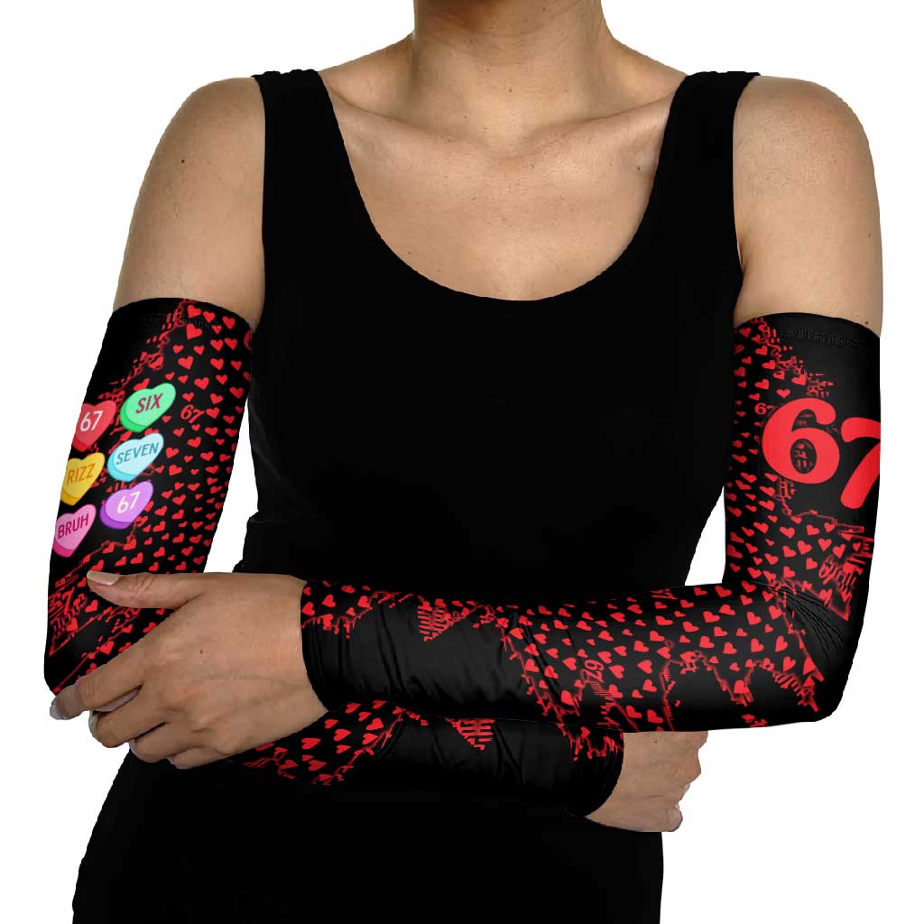 Valentine’s Day 67 Meme Six Seven Arm Sleeves Gen Alpha Conversation Hearts
