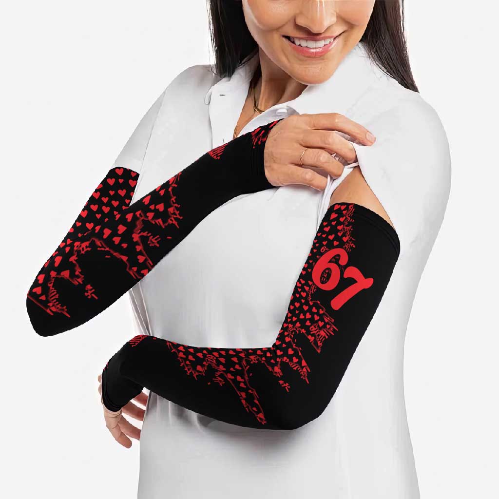 Valentine’s Day 67 Meme Six Seven Arm Sleeves Gen Alpha Conversation Hearts