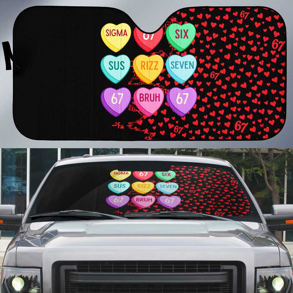 Valentine’s Day 67 Meme Six Seven Auto Sun Shade Gen Alpha Conversation Hearts