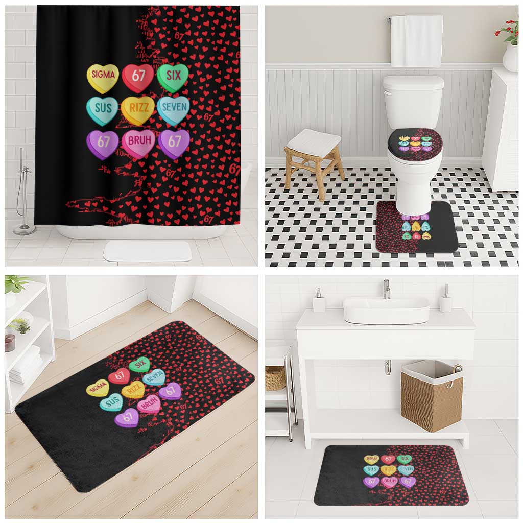 Valentine’s Day 67 Meme Six Seven Bathroom Set Gen Alpha Conversation Hearts