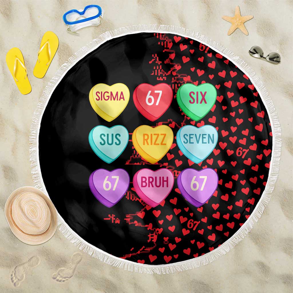 Valentine’s Day 67 Meme Six Seven Beach Blanket Gen Alpha Conversation Hearts