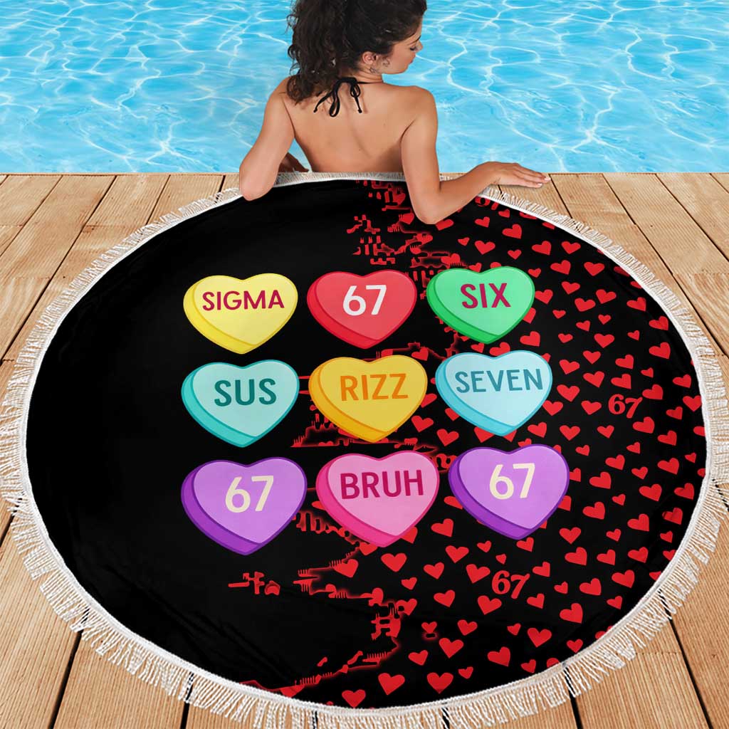 Valentine’s Day 67 Meme Six Seven Beach Blanket Gen Alpha Conversation Hearts