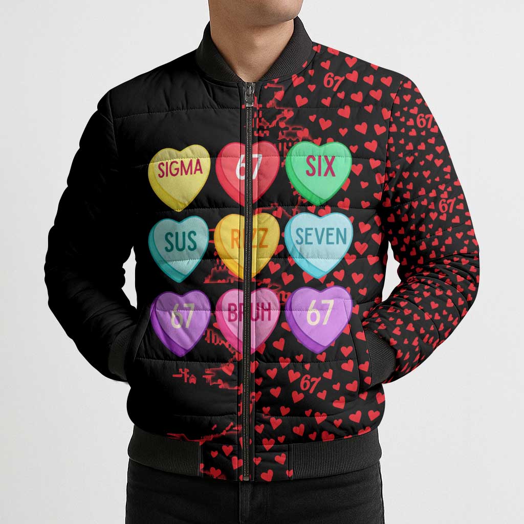 Valentine’s Day 67 Meme Six Seven Bomber Puffer Jacket Gen Alpha Conversation Hearts