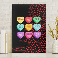 Valentine’s Day 67 Meme Six Seven Canvas Wall Art Gen Alpha Conversation Hearts