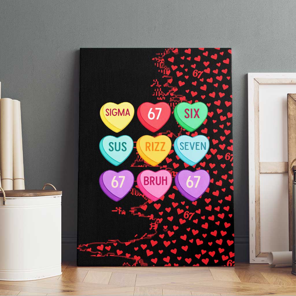 Valentine’s Day 67 Meme Six Seven Canvas Wall Art Gen Alpha Conversation Hearts