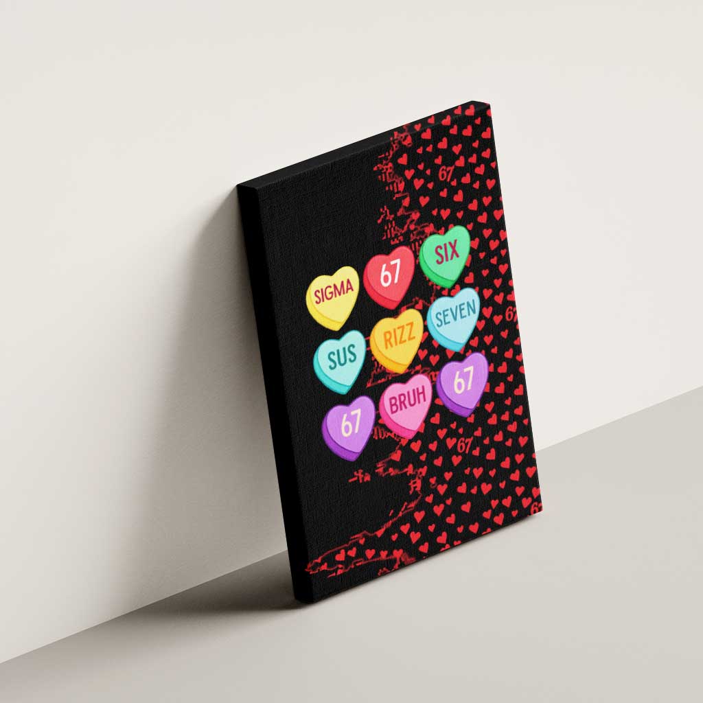 Valentine’s Day 67 Meme Six Seven Canvas Wall Art Gen Alpha Conversation Hearts