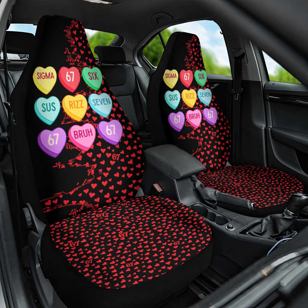 Valentine’s Day 67 Meme Six Seven Car Seat Cover Gen Alpha Conversation Hearts