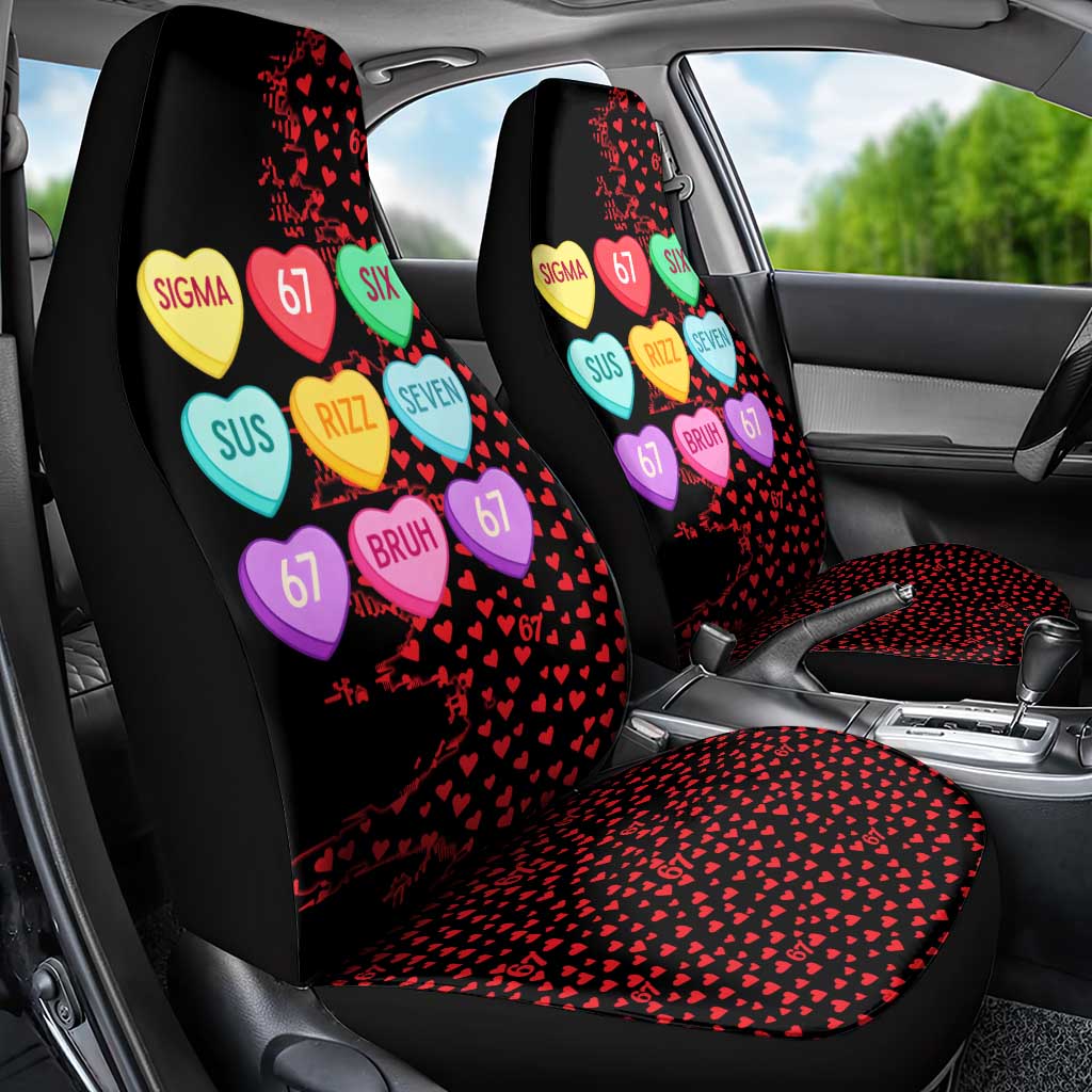 Valentine’s Day 67 Meme Six Seven Car Seat Cover Gen Alpha Conversation Hearts