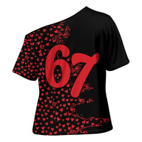 Valentine’s Day 67 Meme Six Seven Cross Shoulder Shirt Gen Alpha Conversation Hearts