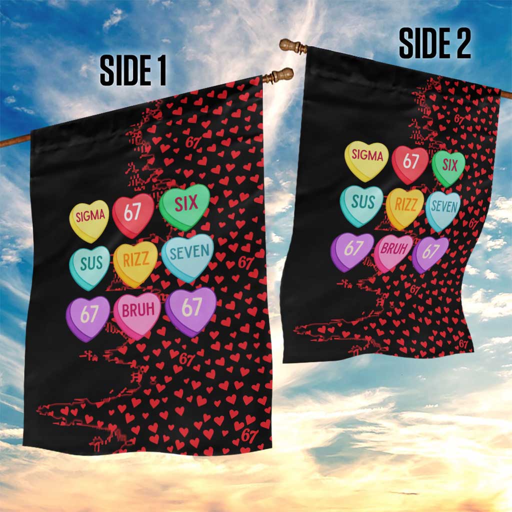 Valentine’s Day 67 Meme Six Seven Garden Flag Gen Alpha Conversation Hearts