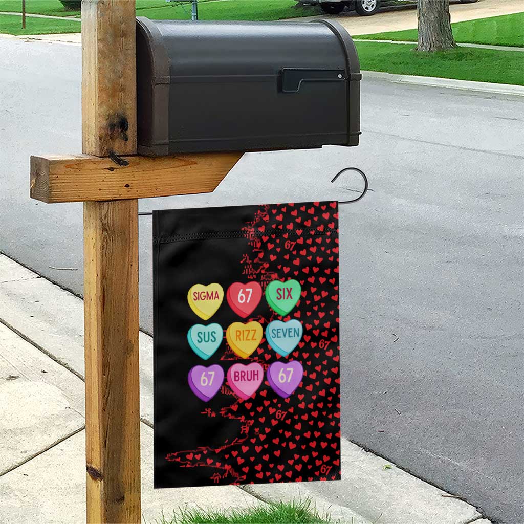 Valentine’s Day 67 Meme Six Seven Garden Flag Gen Alpha Conversation Hearts