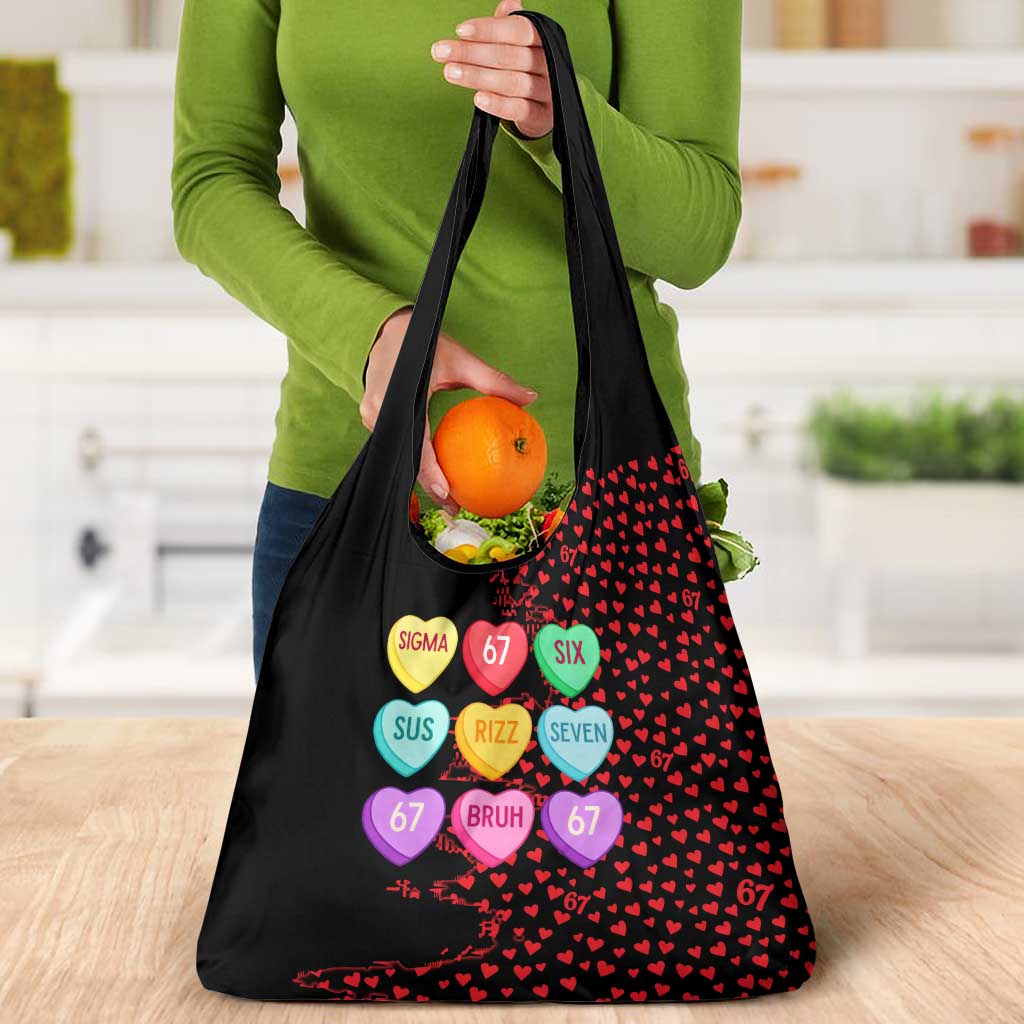 Valentine’s Day 67 Meme Six Seven Grocery Bag Gen Alpha Conversation Hearts