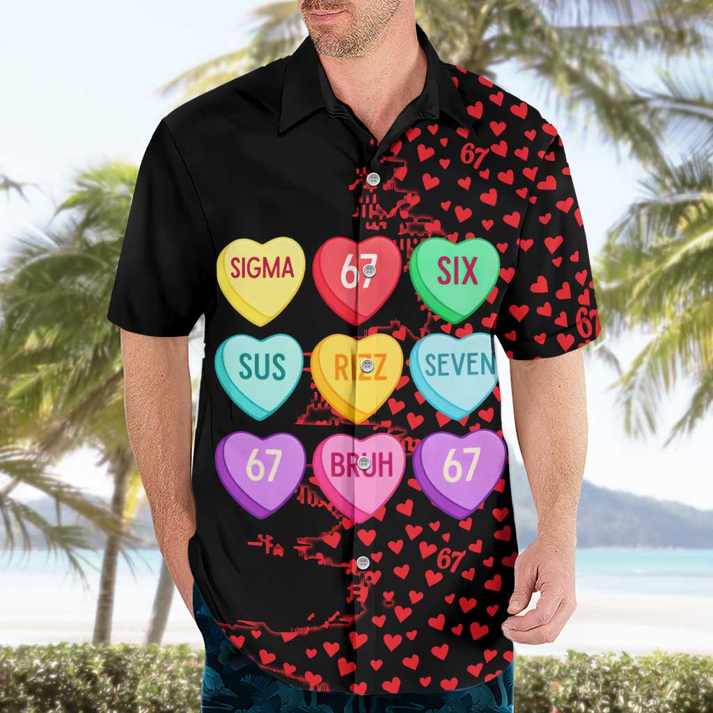 Valentine’s Day 67 Meme Six Seven Hawaiian Shirt Gen Alpha Conversation Hearts