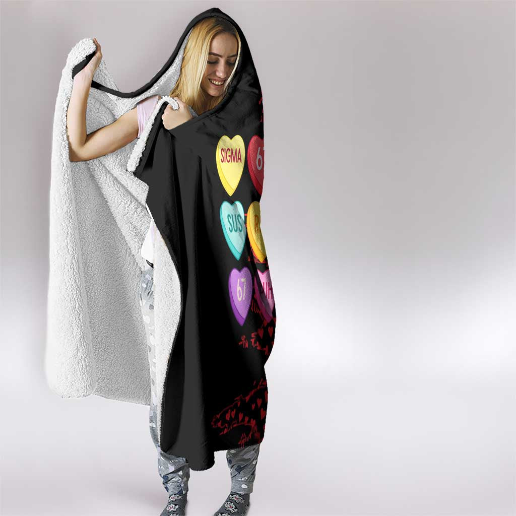 Valentine’s Day 67 Meme Six Seven Hooded Blanket Gen Alpha Conversation Hearts