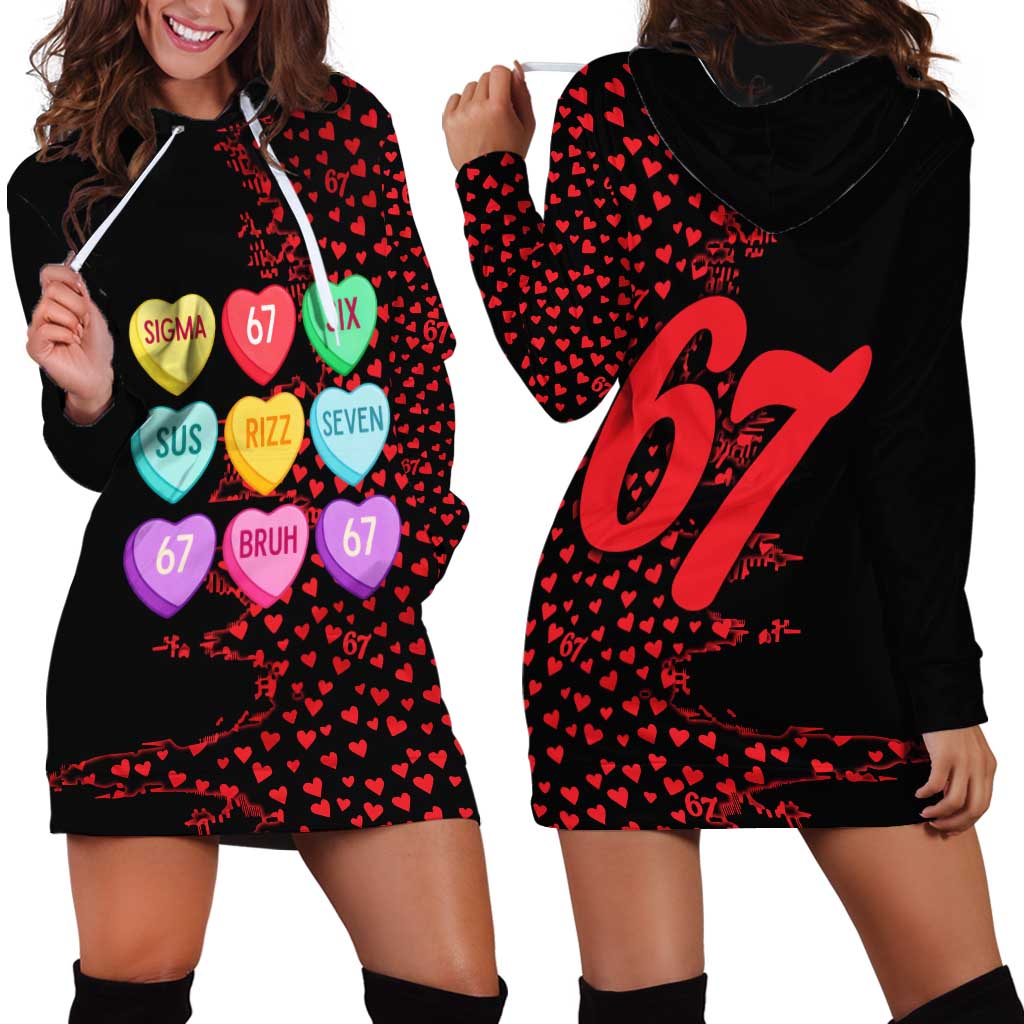 Valentine’s Day 67 Meme Six Seven Hoodie Dress Gen Alpha Conversation Hearts