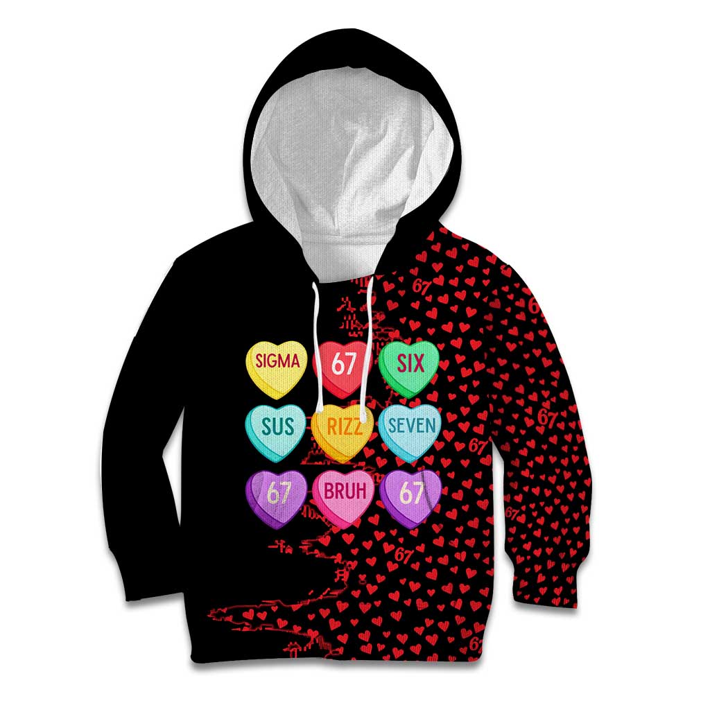 Valentine’s Day 67 Meme Six Seven Kid Hoodie Gen Alpha Conversation Hearts