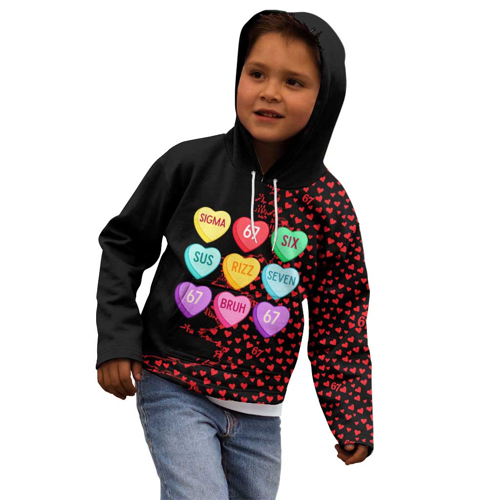 Valentine’s Day 67 Meme Six Seven Kid Hoodie Gen Alpha Conversation Hearts