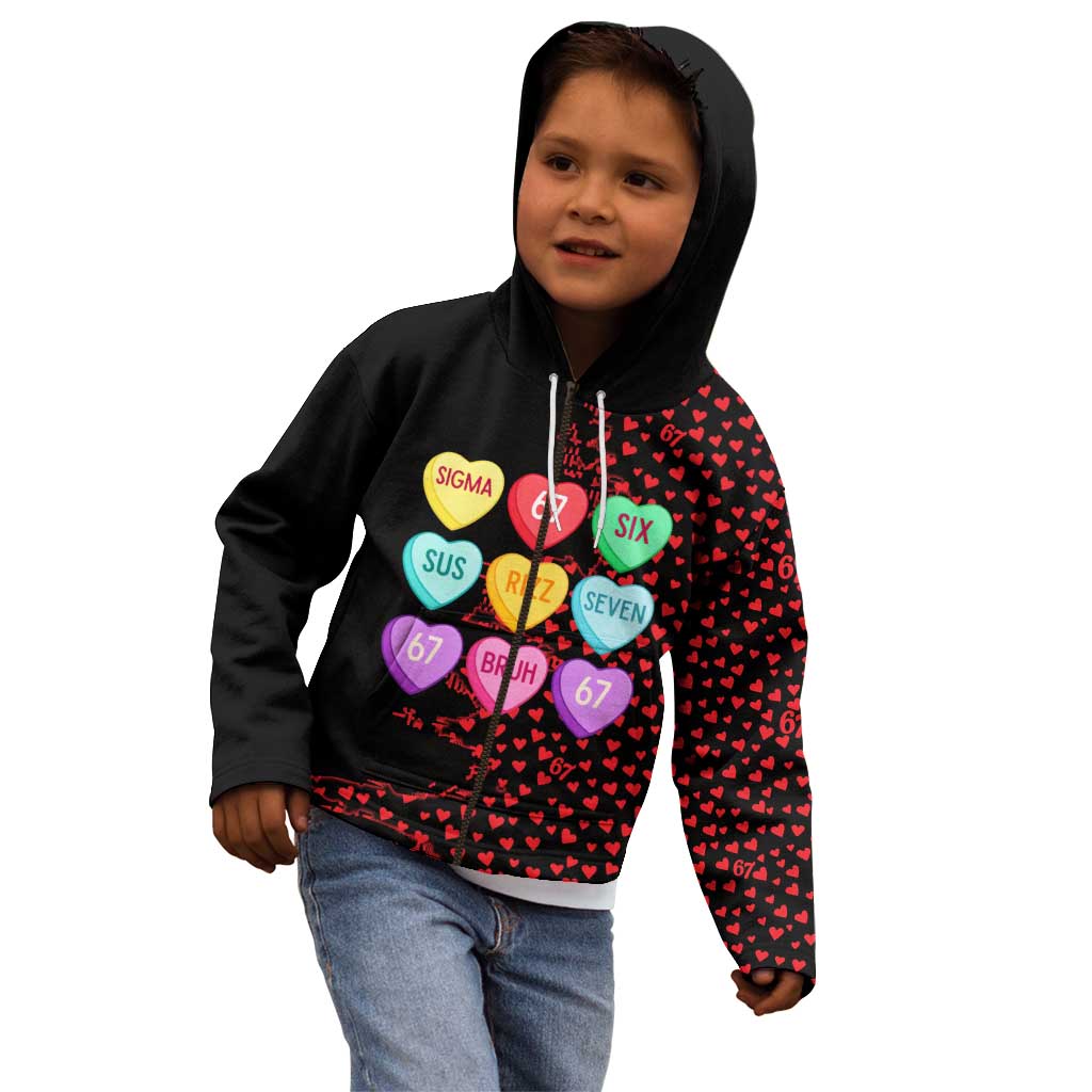 Valentine’s Day 67 Meme Six Seven Kid Hoodie Gen Alpha Conversation Hearts