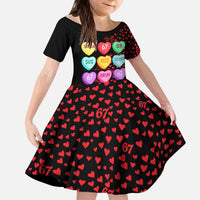 Valentine’s Day 67 Meme Six Seven Kid Short Sleeve Dress Gen Alpha Conversation Hearts